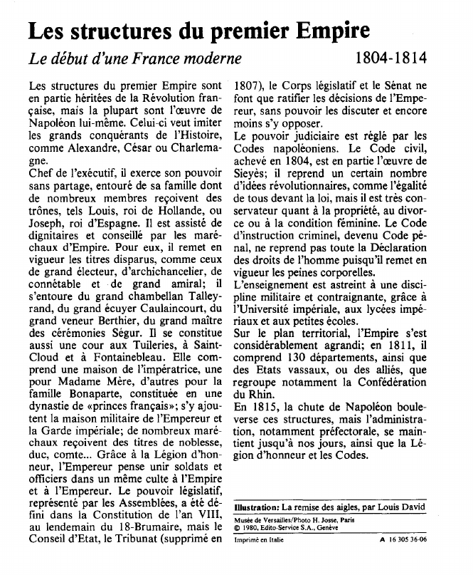 Prévisualisation du document Les structures du premier EmpireLe début d'une France moderne.