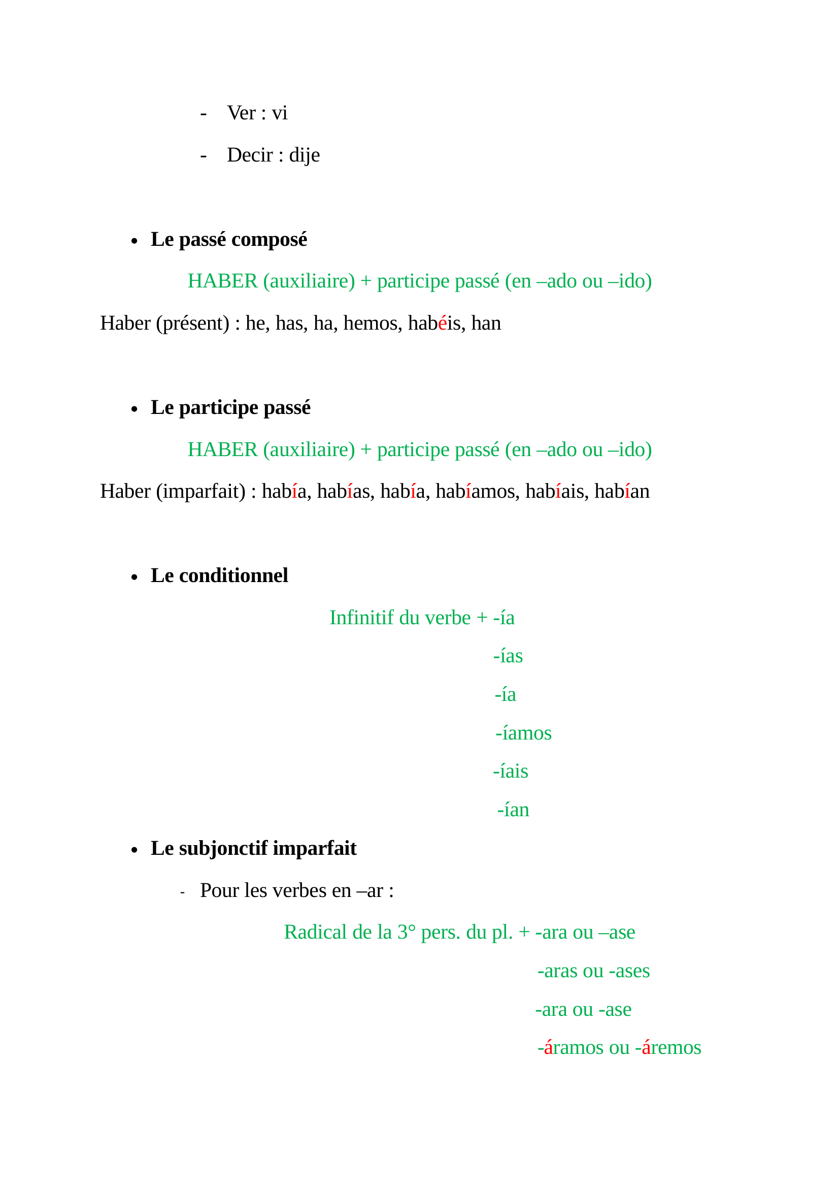 Prévisualisation du document Les temps du passé (espagnol)