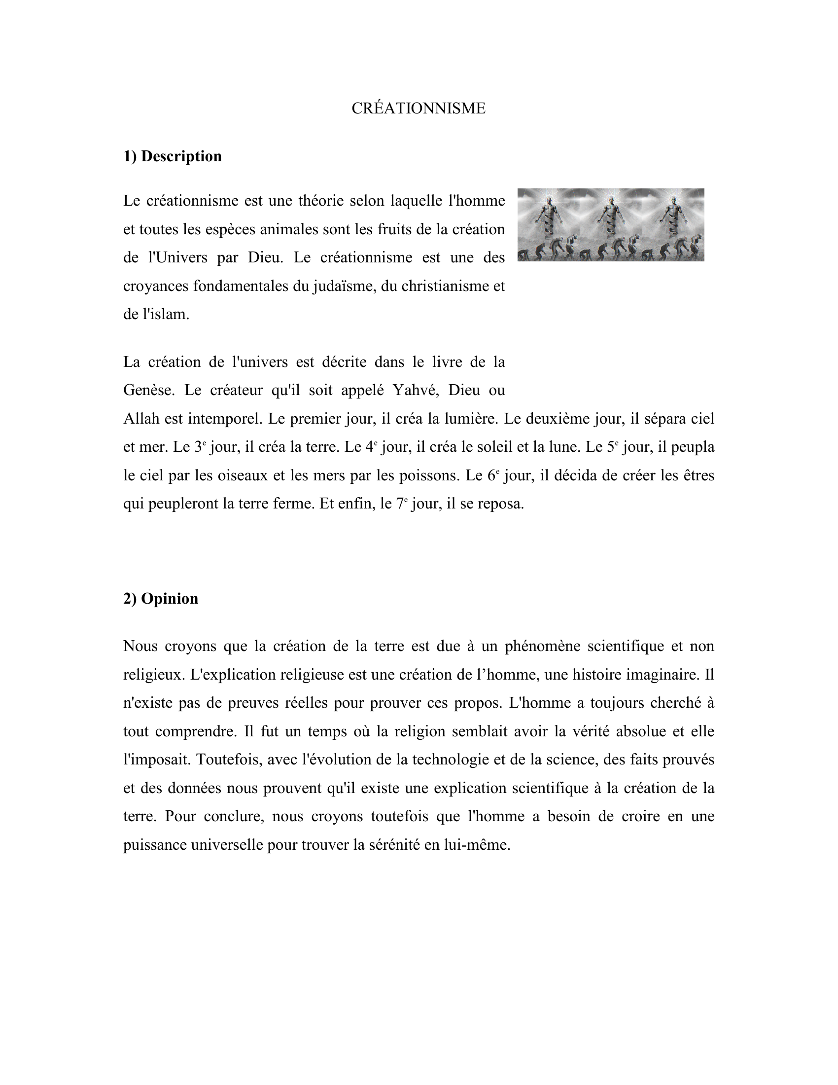 Prévisualisation du document Les théories de la création de la vie