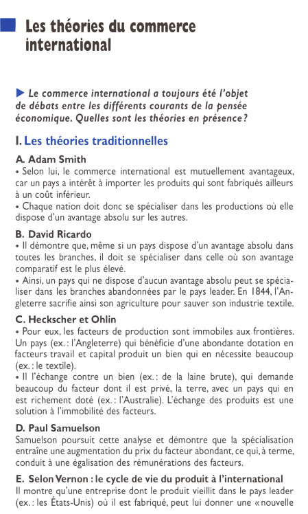 Prévisualisation du document ■

Les théories du commerce
international

► Le commerce international a toujours été l'objet
de débats entre les différents courants...