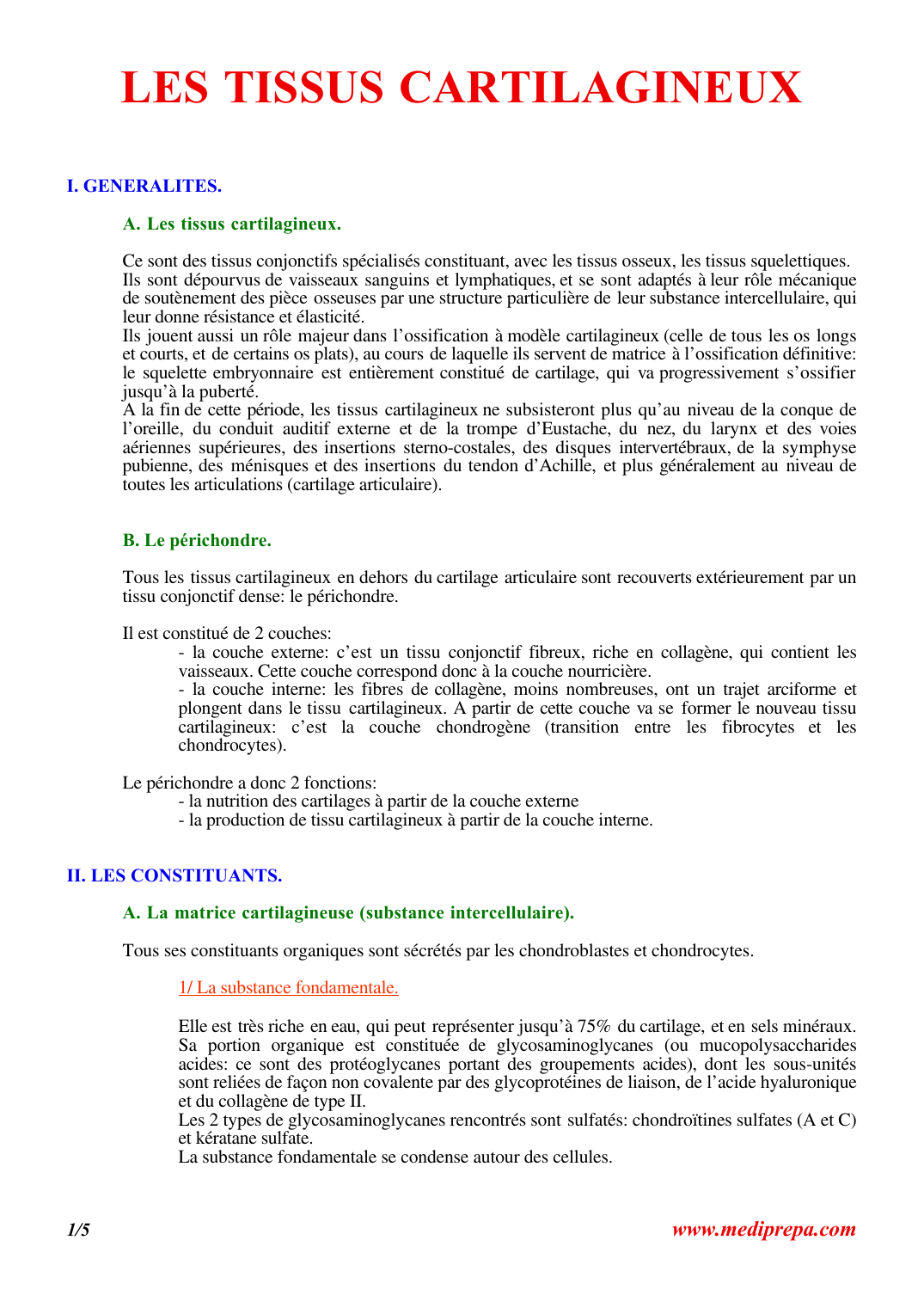 Prévisualisation du document LES TISSUS CARTILAGINEUXI