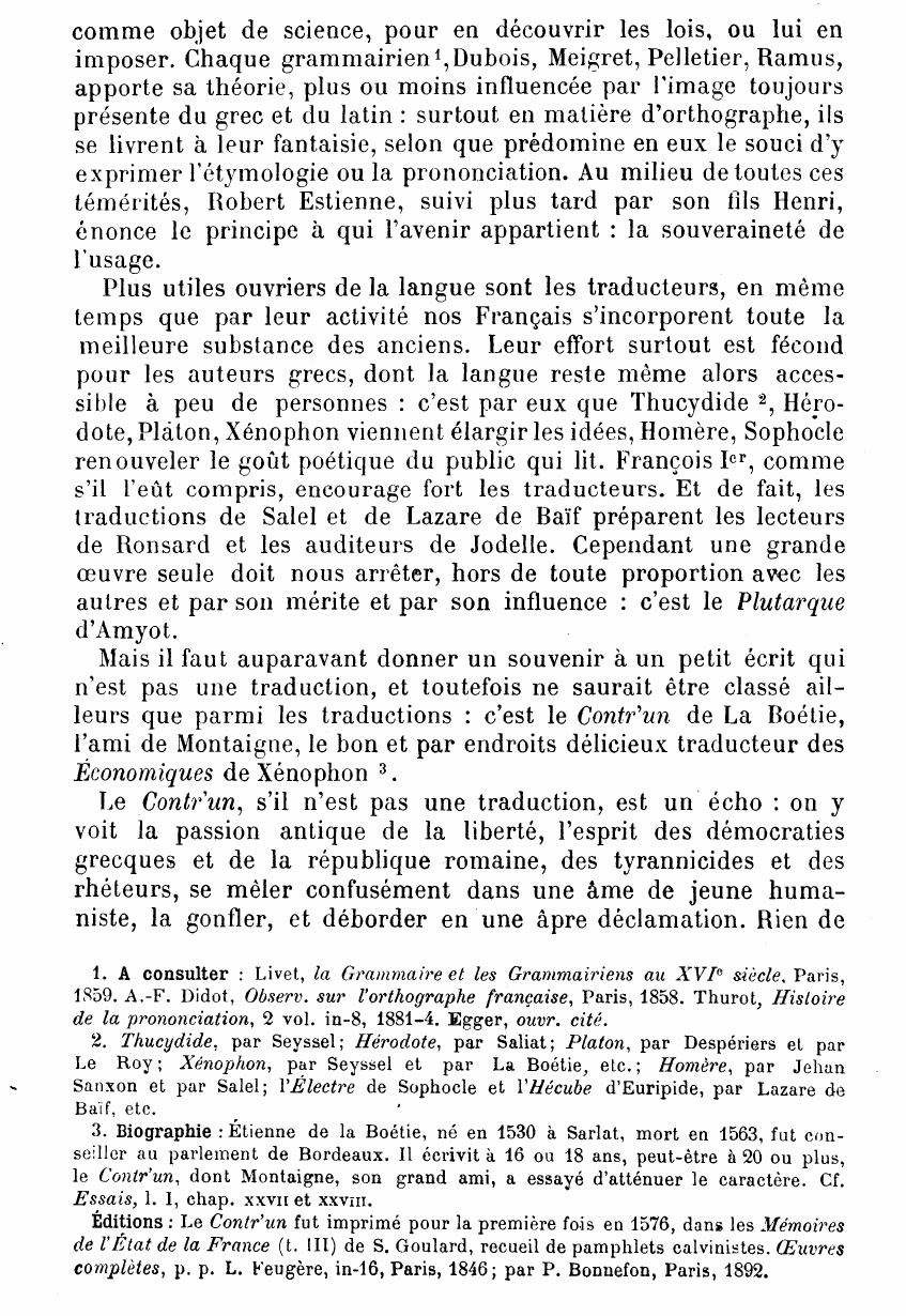 Prévisualisation du document LES TRADUCTEURS : La Boetie. Amyot.