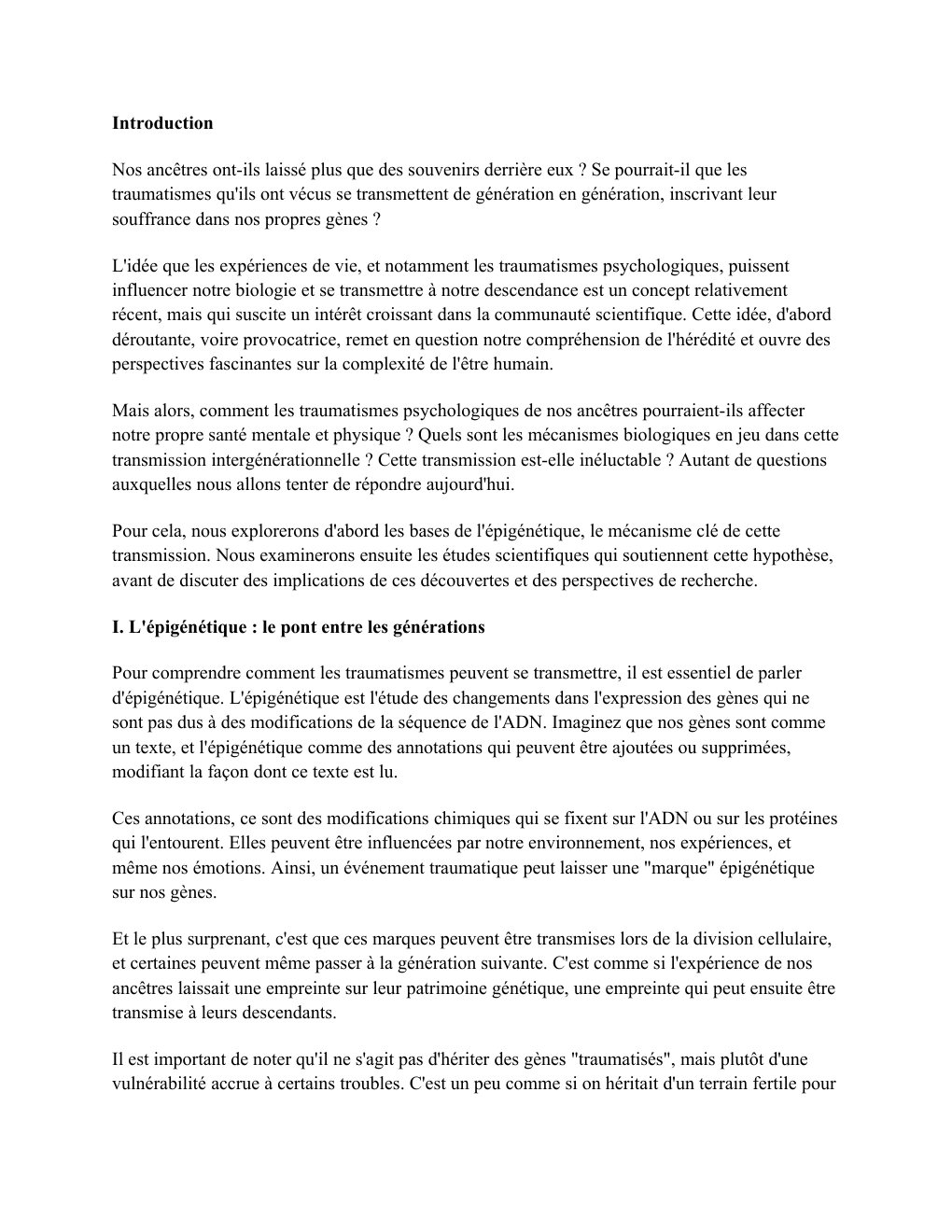 Prévisualisation du document Les traumatismes de nos ancêtres peuvent ils s’inscrire dans nos gène