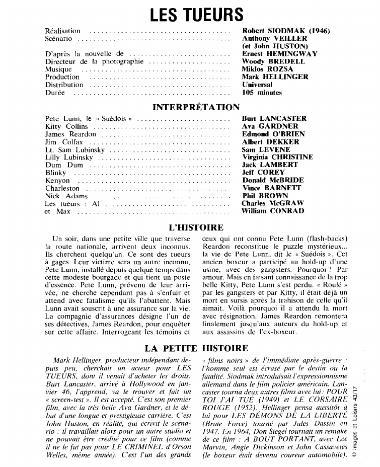 Prévisualisation du document LES TUEURS