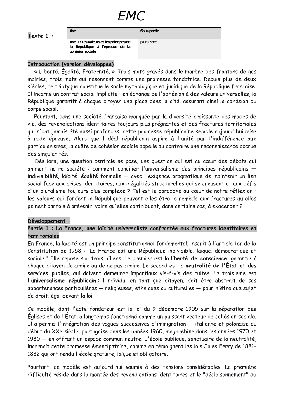 Prévisualisation du document Les valeurs et les principes de la République à l'épreuve de la cohésion sociale : le pluralisme