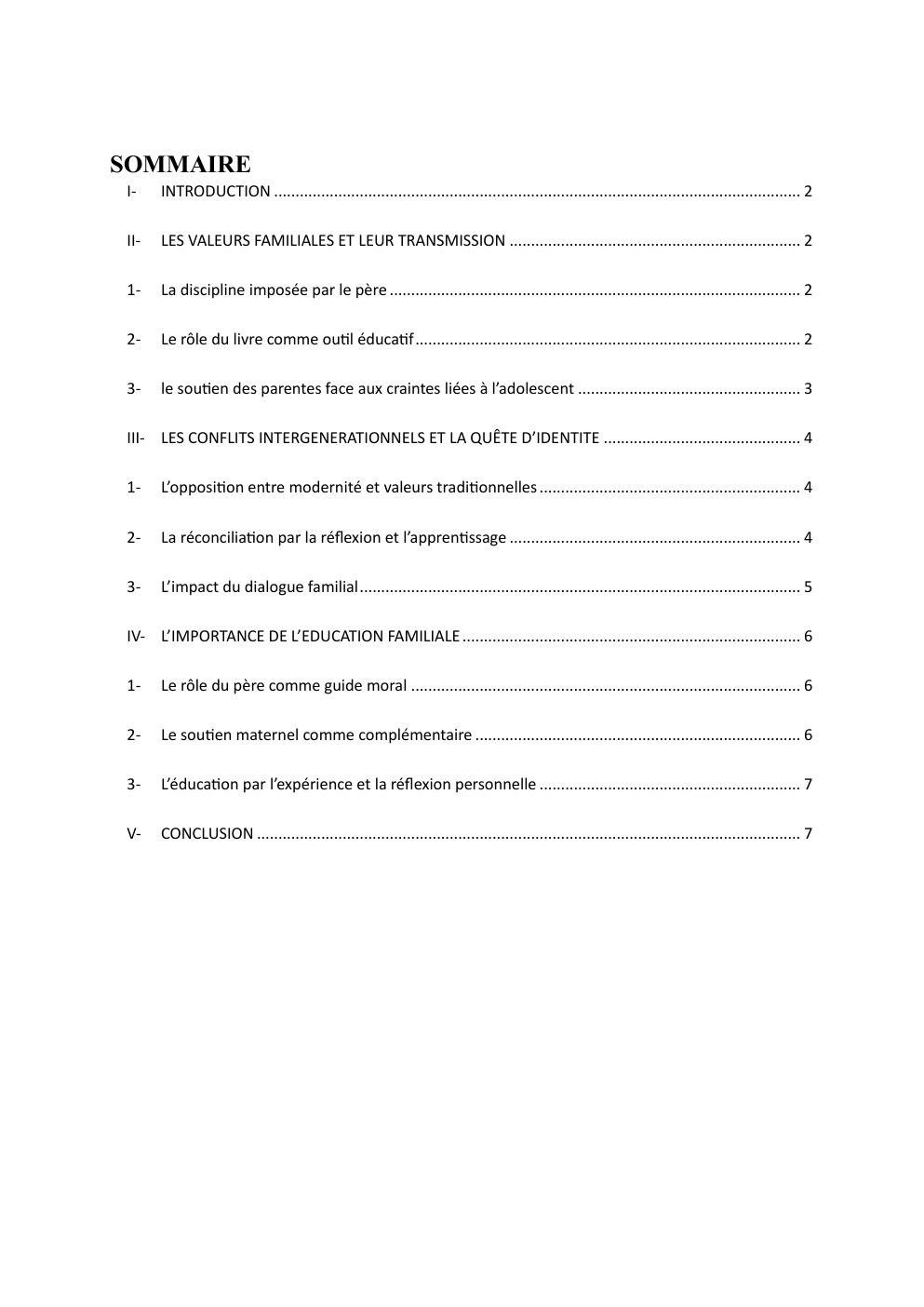 Prévisualisation du document LES VALEURS FAMILIALES ET LEUR TRANSMISSION