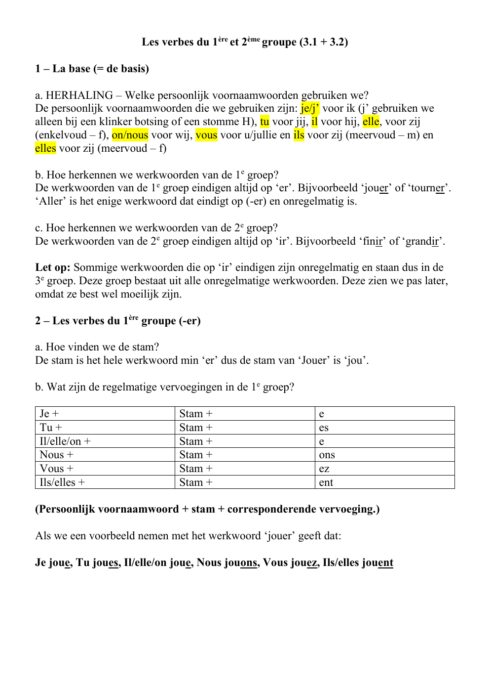 Prévisualisation du document Les verbes en français