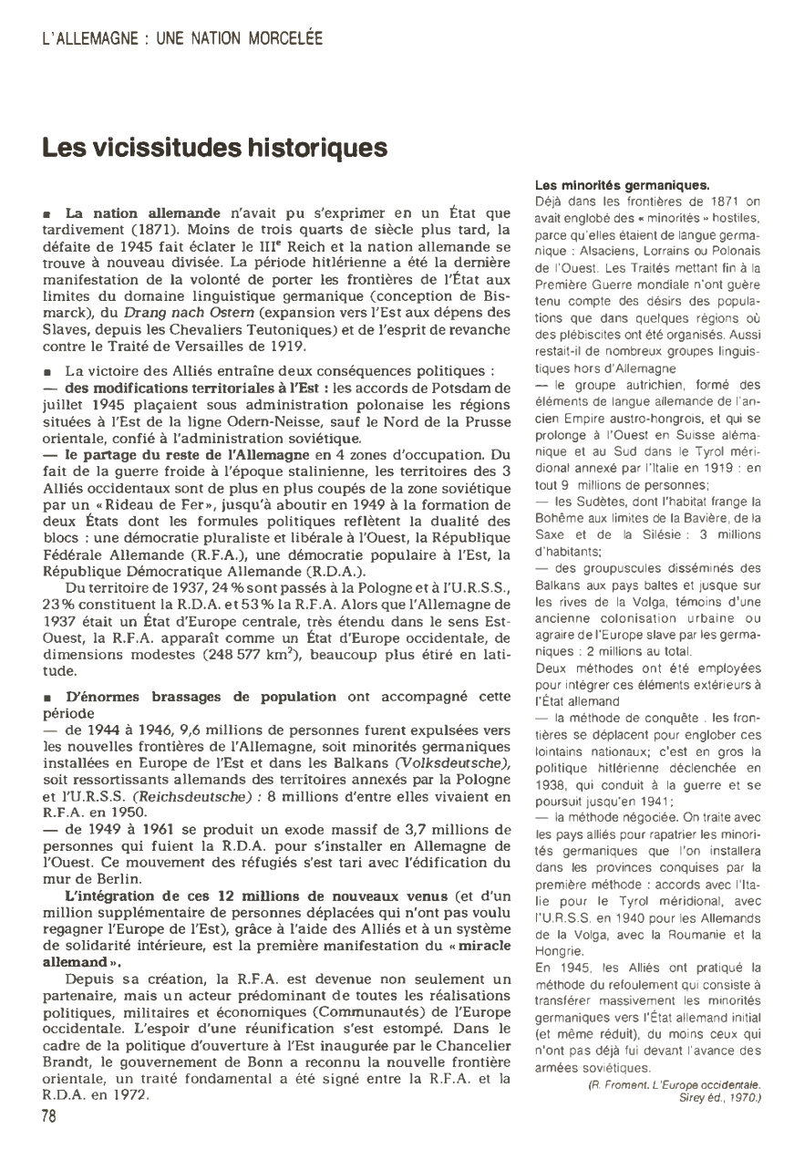 Prévisualisation du document Les vicissitudes historiques en Allemagne (en 1980)