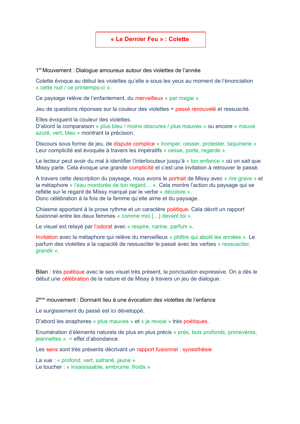 Prévisualisation du document Les violettes de Colette analyse linéaire