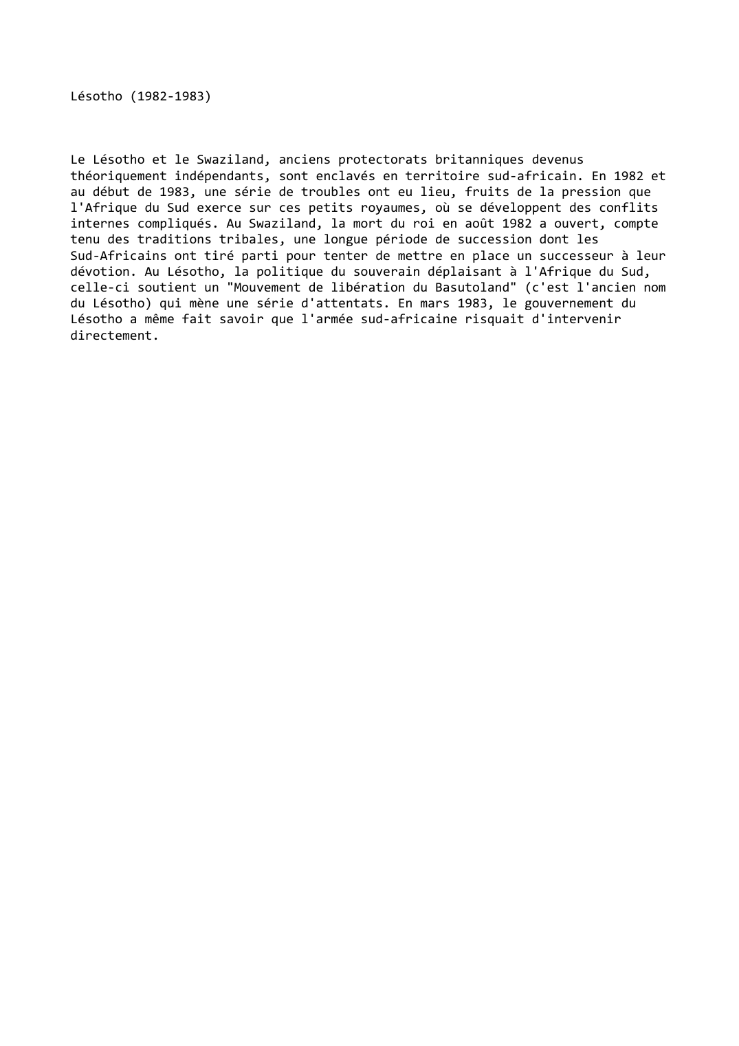 Prévisualisation du document Lésotho (1982-1983)