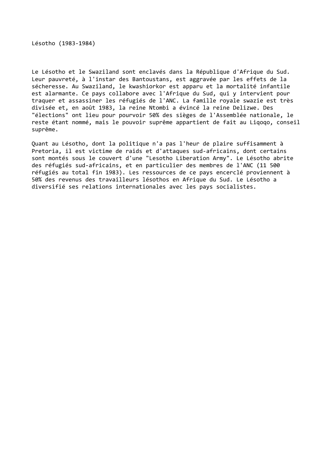 Prévisualisation du document Lésotho (1983-1984)