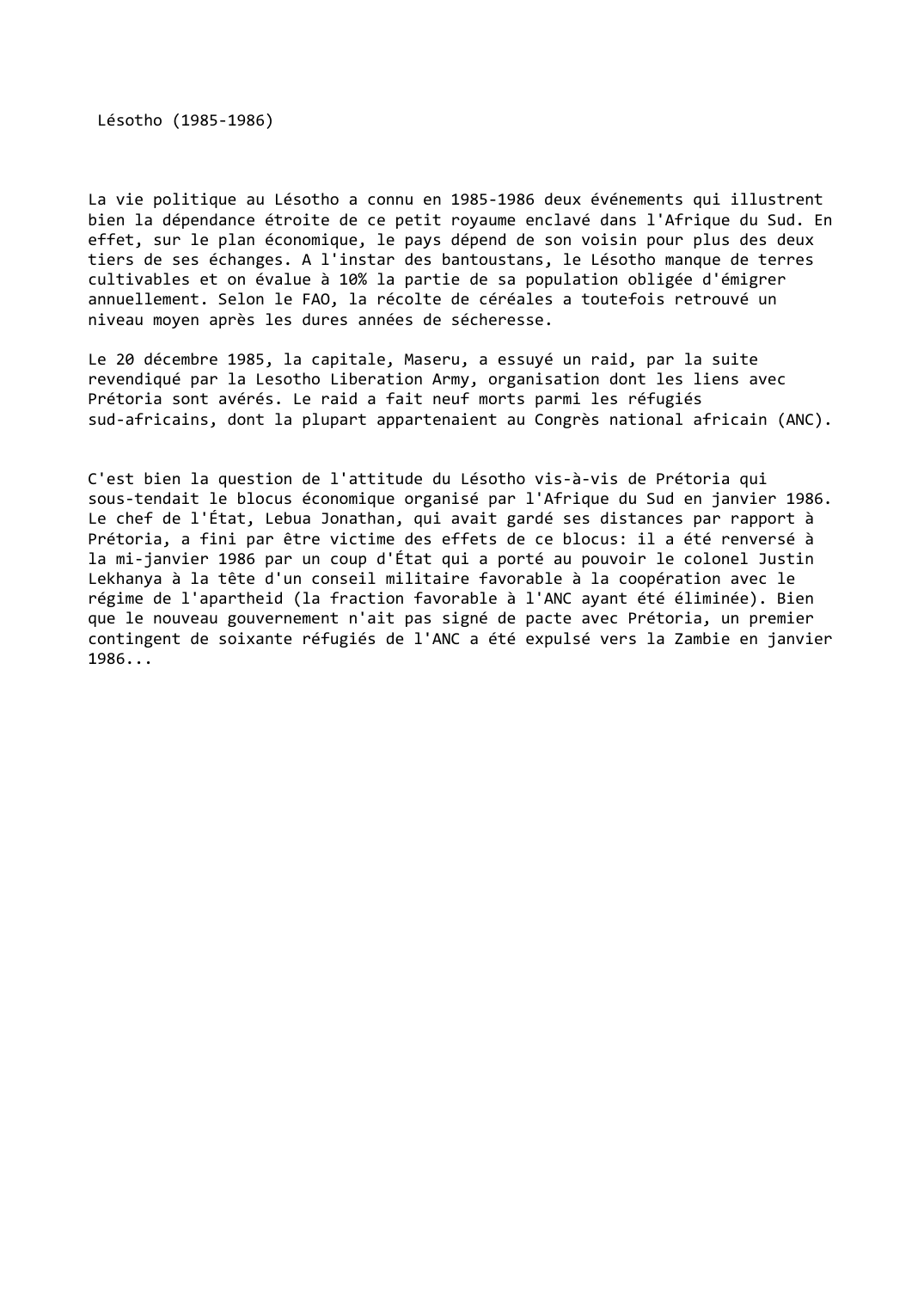 Prévisualisation du document Lésotho (1985-1986)