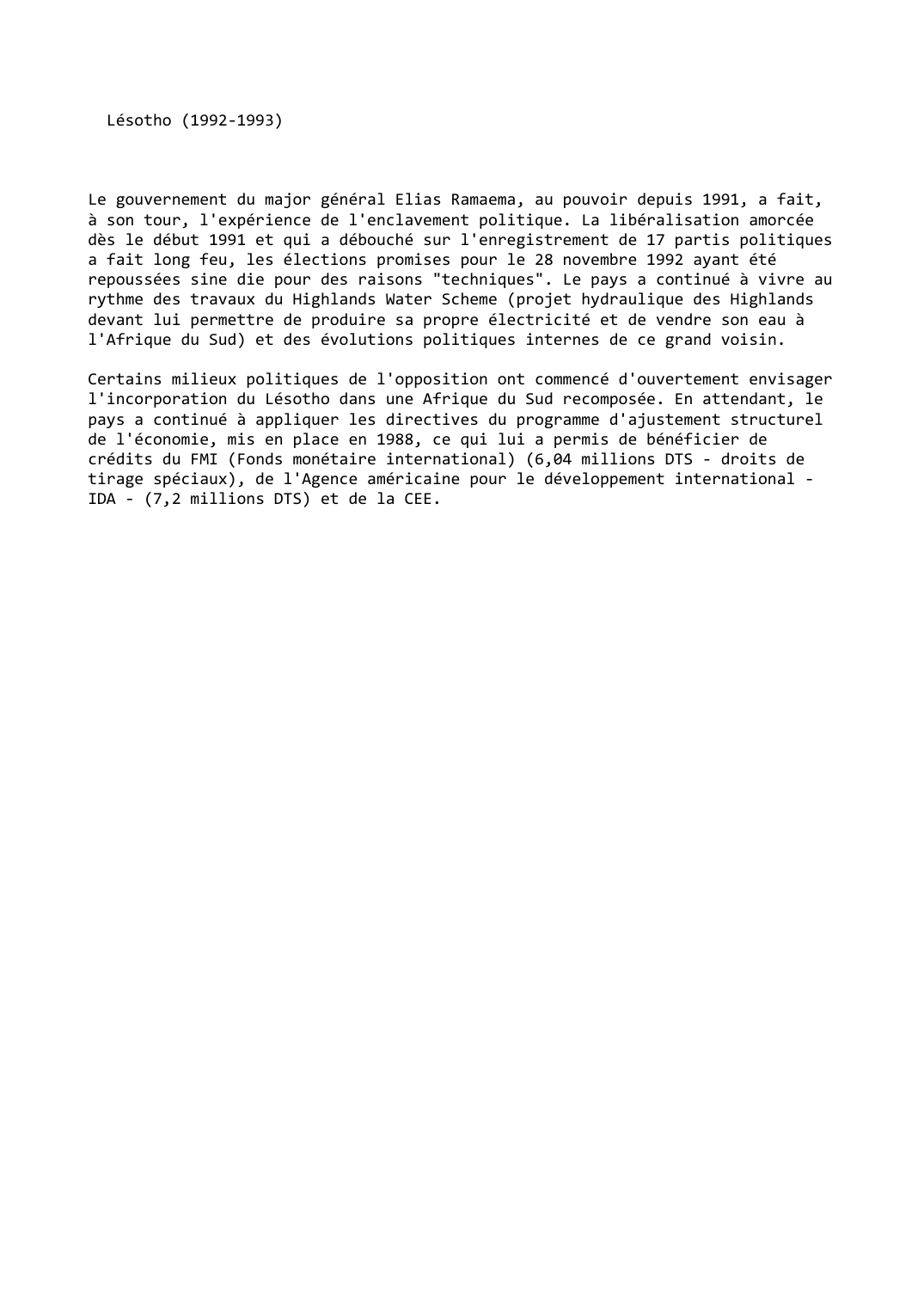 Prévisualisation du document Lésotho (1992-1993)