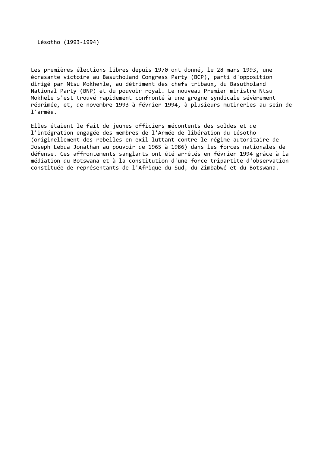 Prévisualisation du document Lésotho (1993-1994)