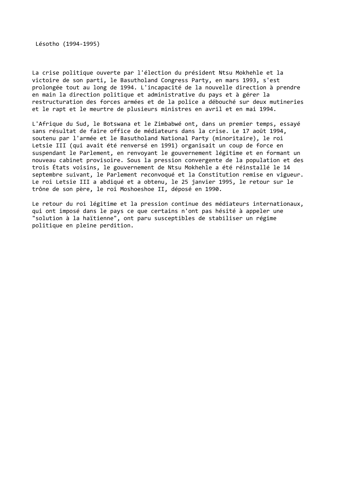 Prévisualisation du document Lésotho (1994-1995)
