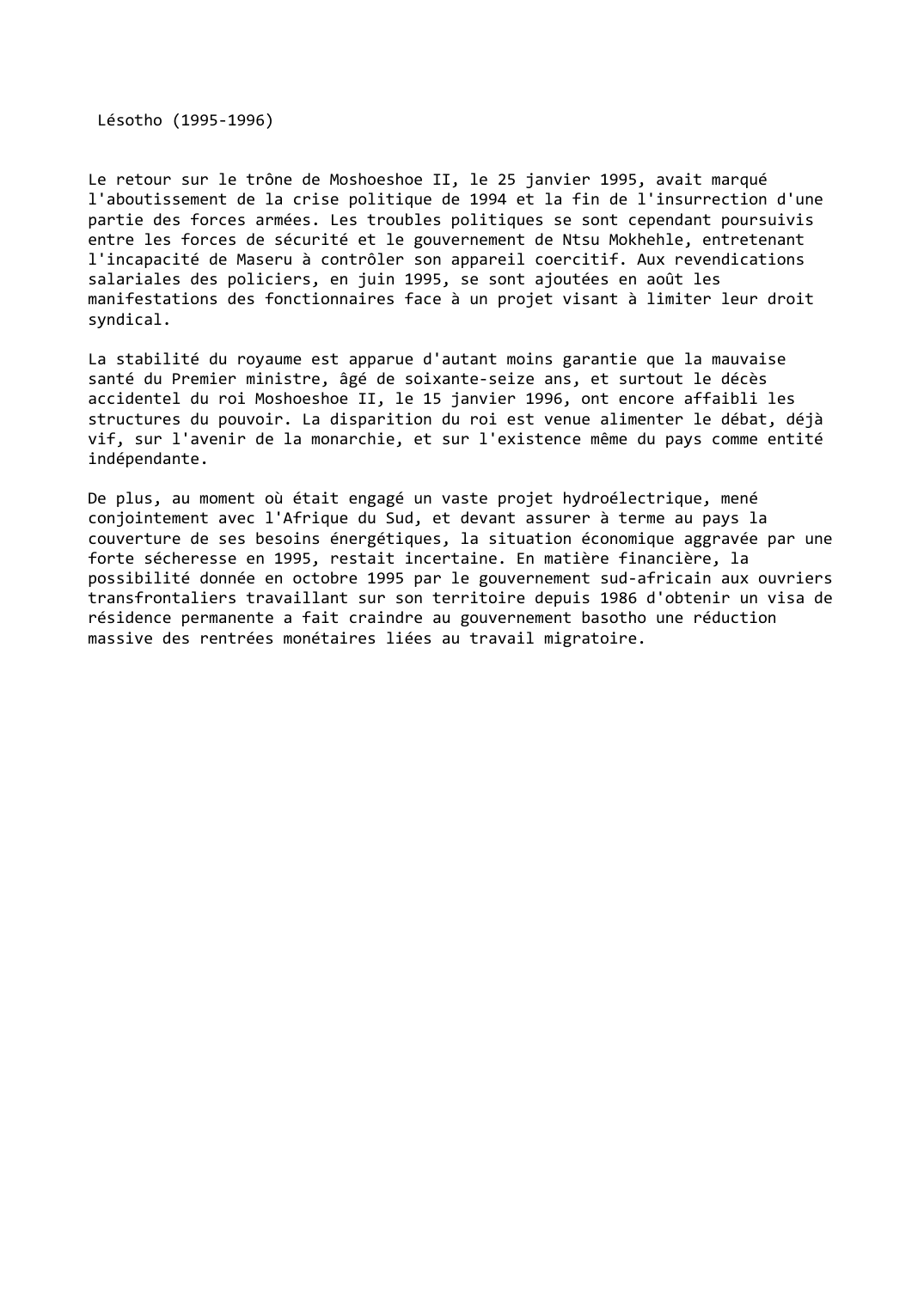 Prévisualisation du document Lésotho (1995-1996)