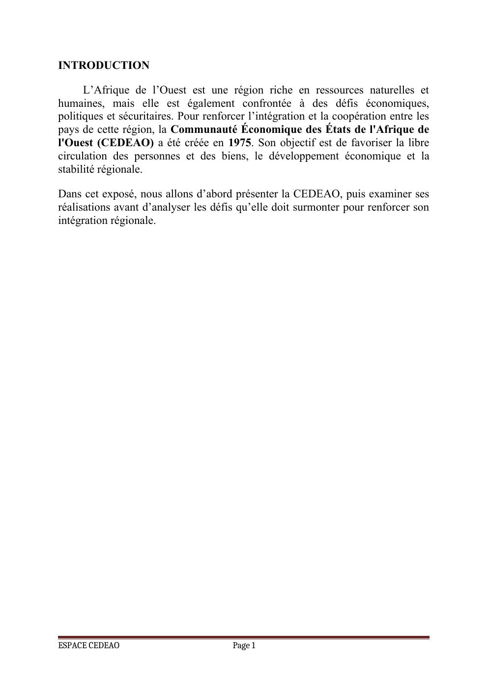 Prévisualisation du document L'ESPACE CEDEAO