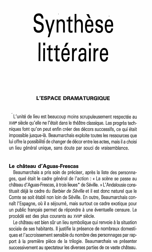 Prévisualisation du document L'ESPACE DRAMATURGIQUE -  Le Mariage de Figaro de Beaumarchais