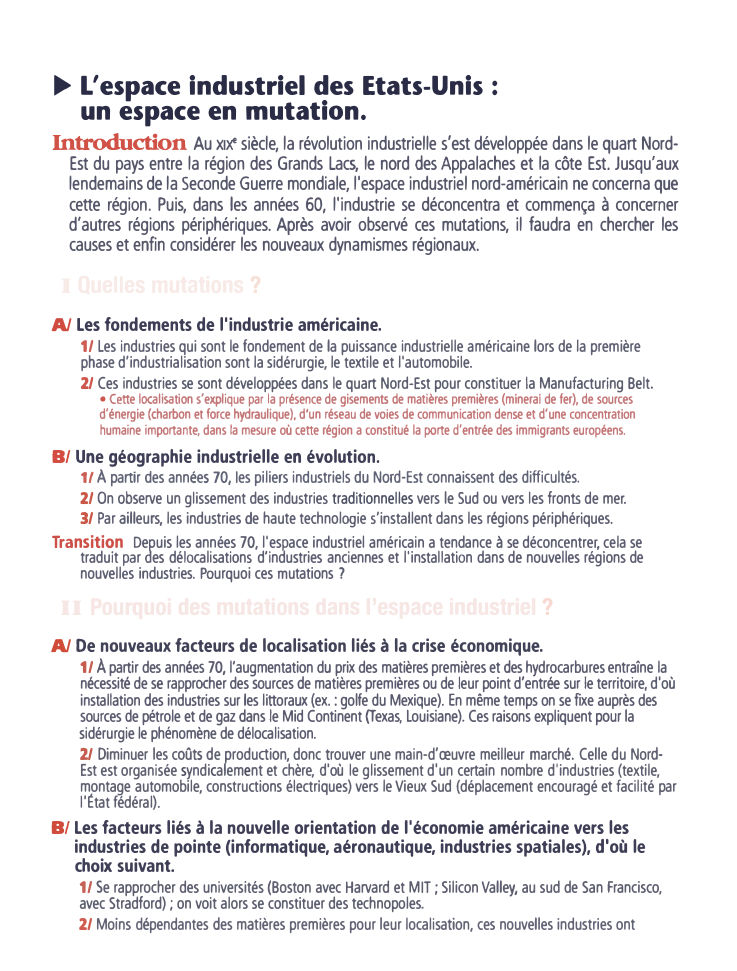 Prévisualisation du document ► L'espace industriel des Etats-Unis :
un espace en mutation.
Introduction Au x1X" siècle, la révolution industrielle s'est développée dans...