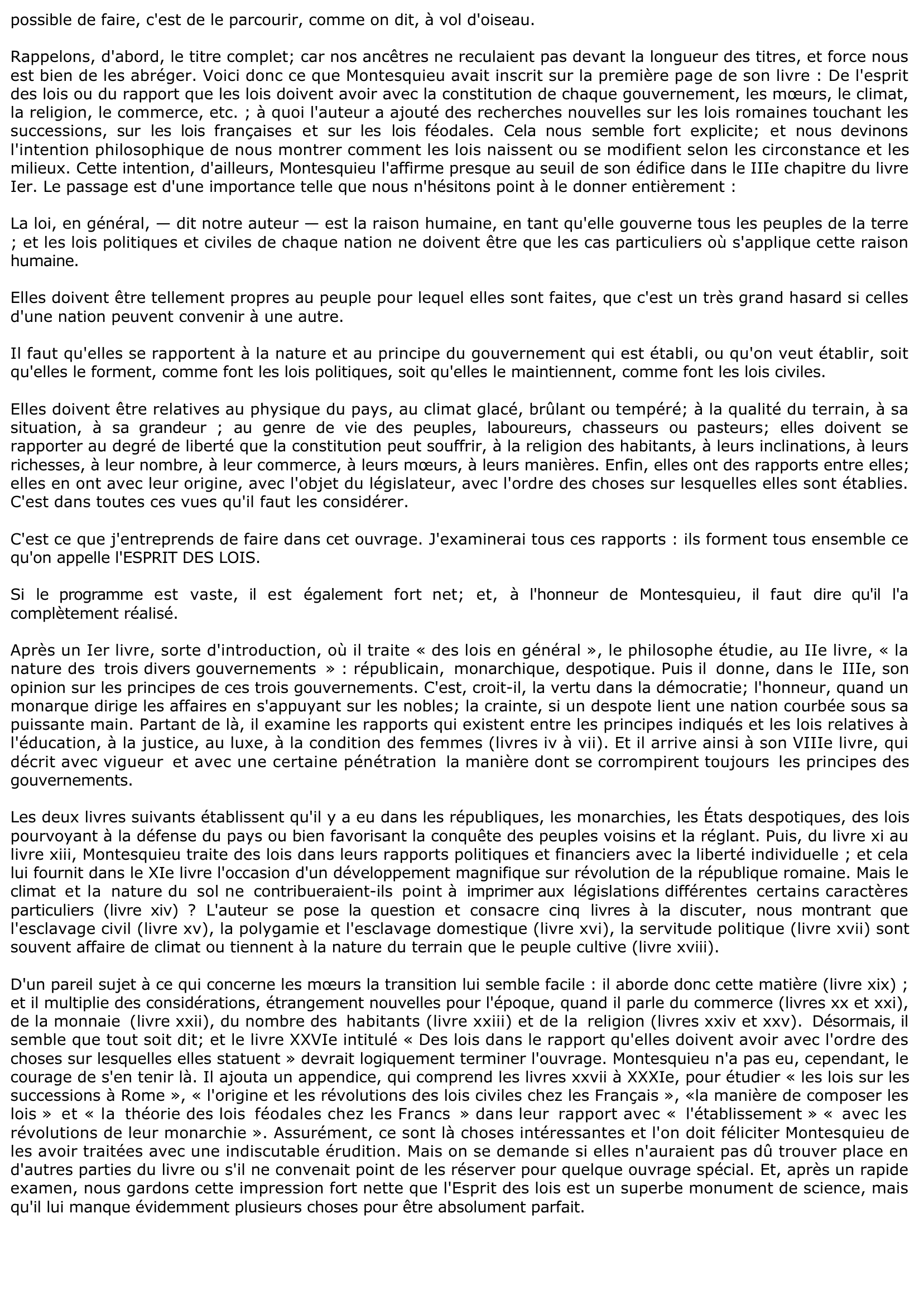 Prévisualisation du document L'ESPRIT DES LOIS de MONTESQUIEU (analyse)