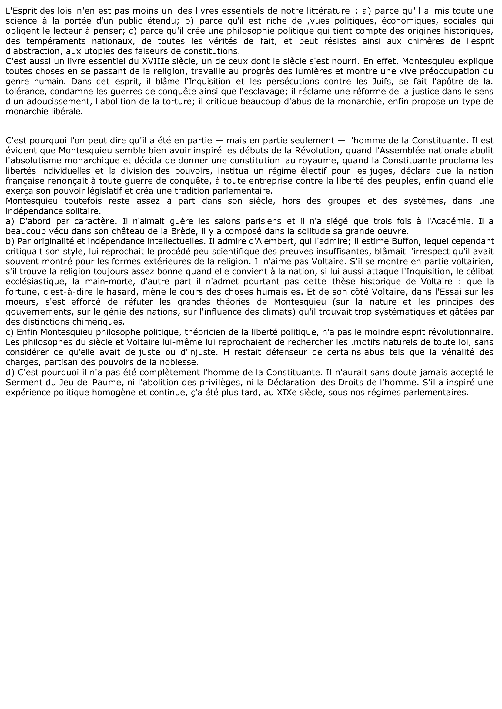 Prévisualisation du document L'ESPRIT DES LOIS (MONTESQUIEU) : Analyse