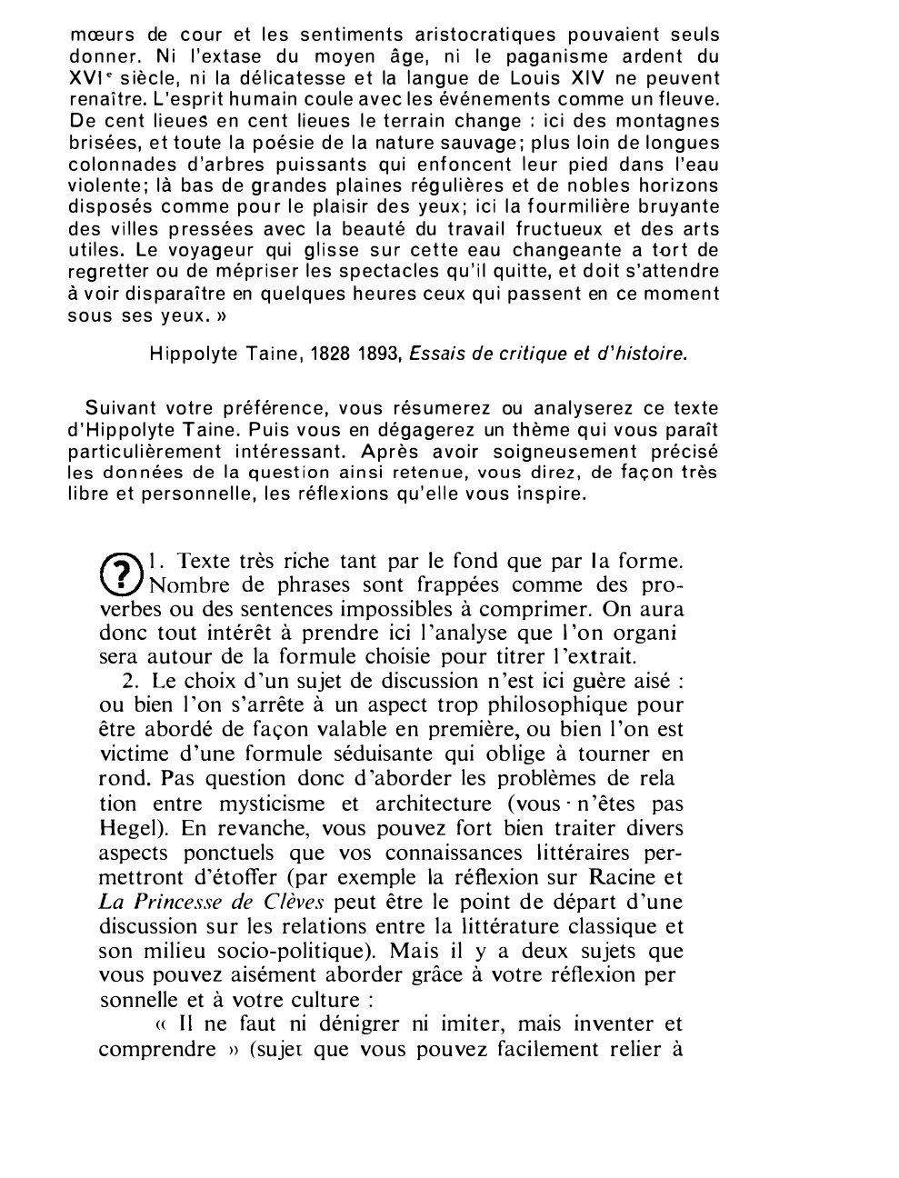 Prévisualisation du document « L'ESPRIT HUMAIN COULE AVEC LES ÉVÉNEMENTS COMME UN FLEUVE. .. » d'Hippolyte Taine, 1828 1893, Essais de critique et d'histoire.