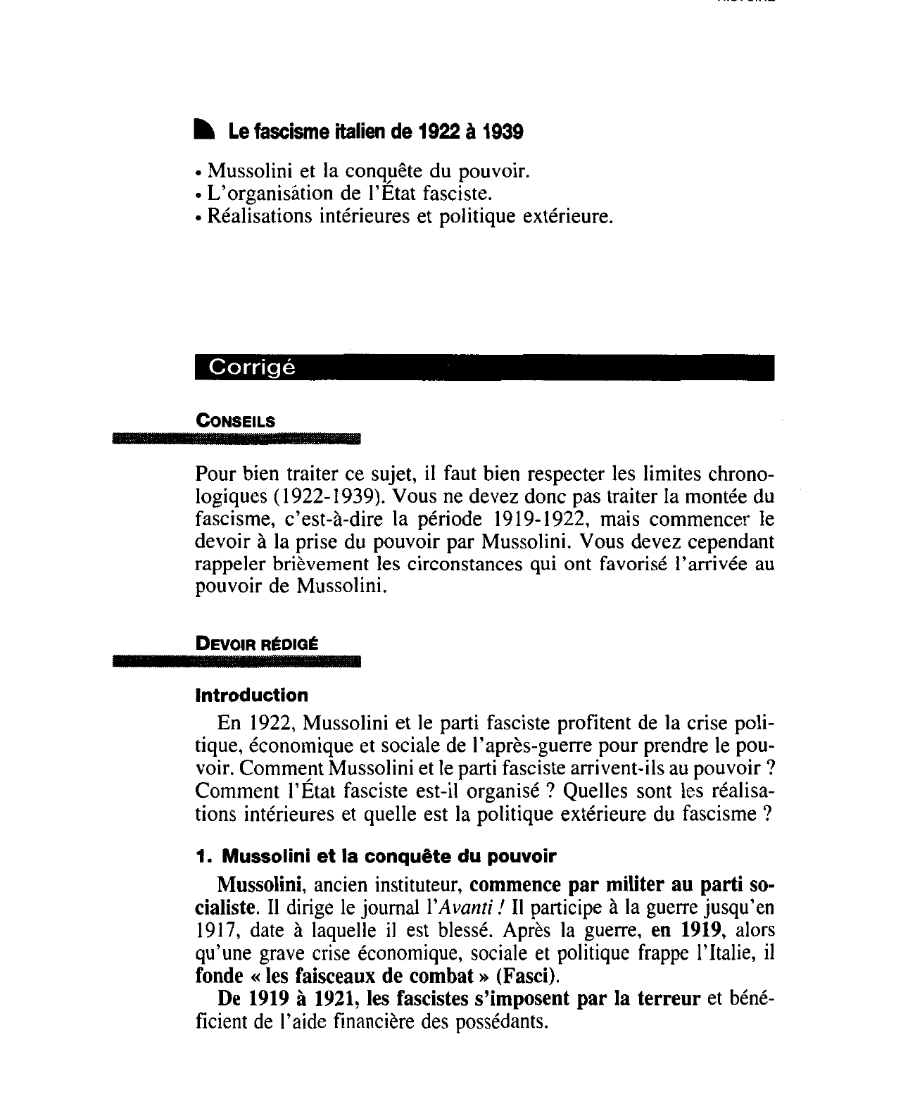 Prévisualisation du document L'ESSOR DU FASCISME ITALIEN (1919-1925) : LA VICTOIRE EN TROIS TEMPS
