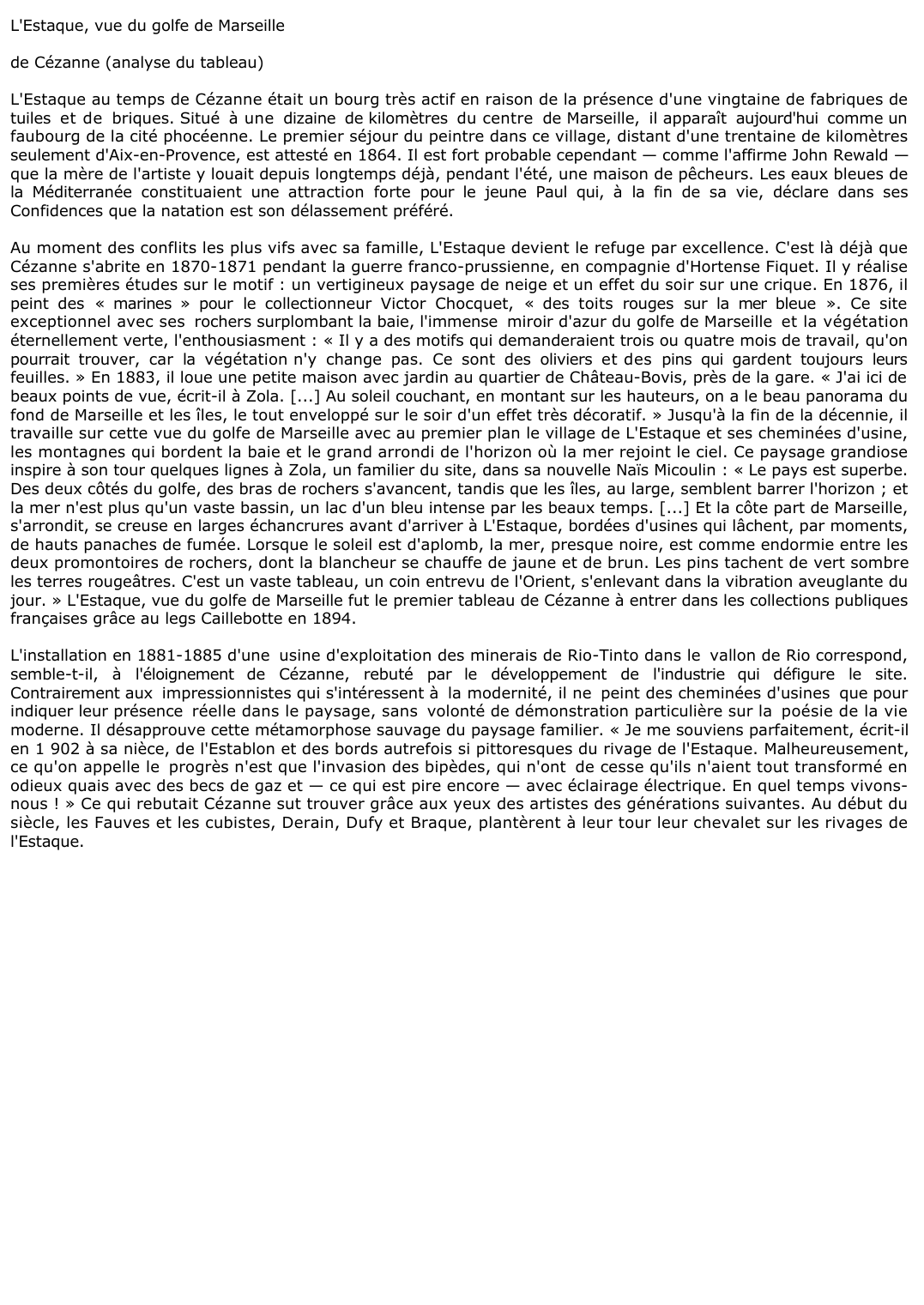 Prévisualisation du document L'Estaque, vue du golfe de Marseillede Cézanne (analyse du tableau)