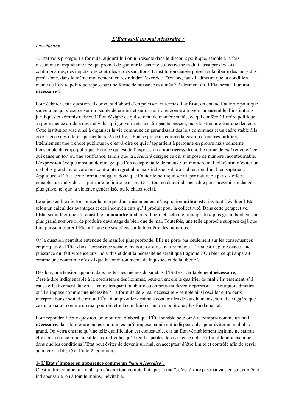 Prévisualisation du document L'Etat est-il un mal nécessaire ?