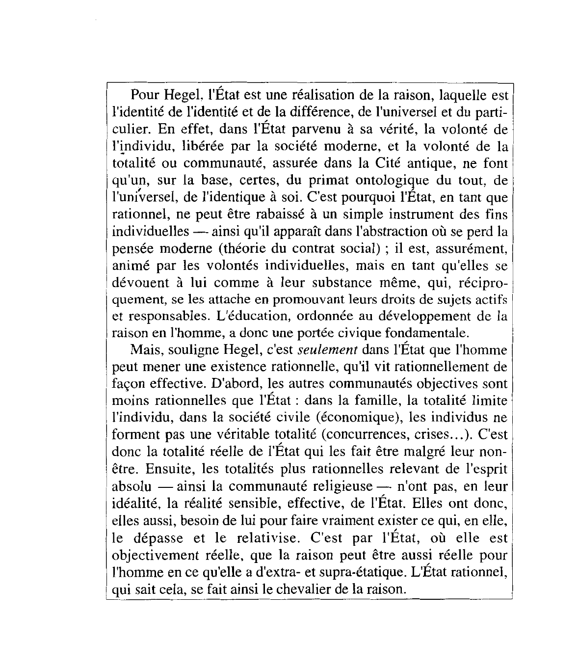 Prévisualisation du document L’État, raison d’être de l’individu Hegel
