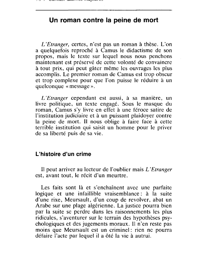 Prévisualisation du document L'Etranger de Camus : Un roman contre la peine de mort ?