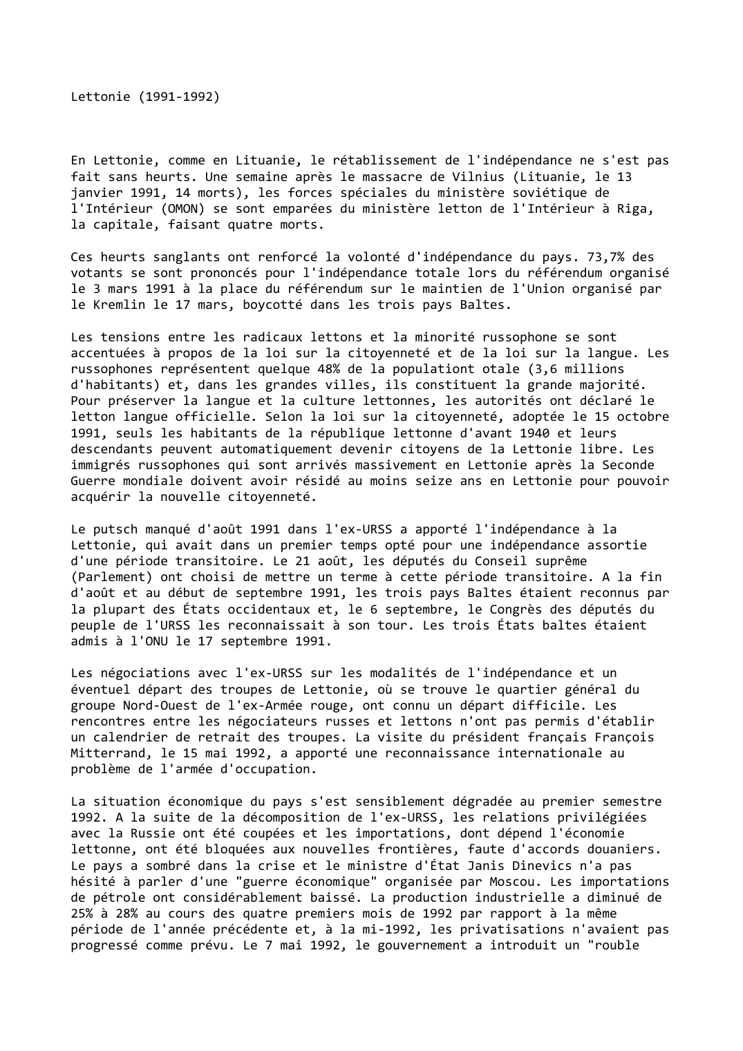 Prévisualisation du document Lettonie (1991-1992)