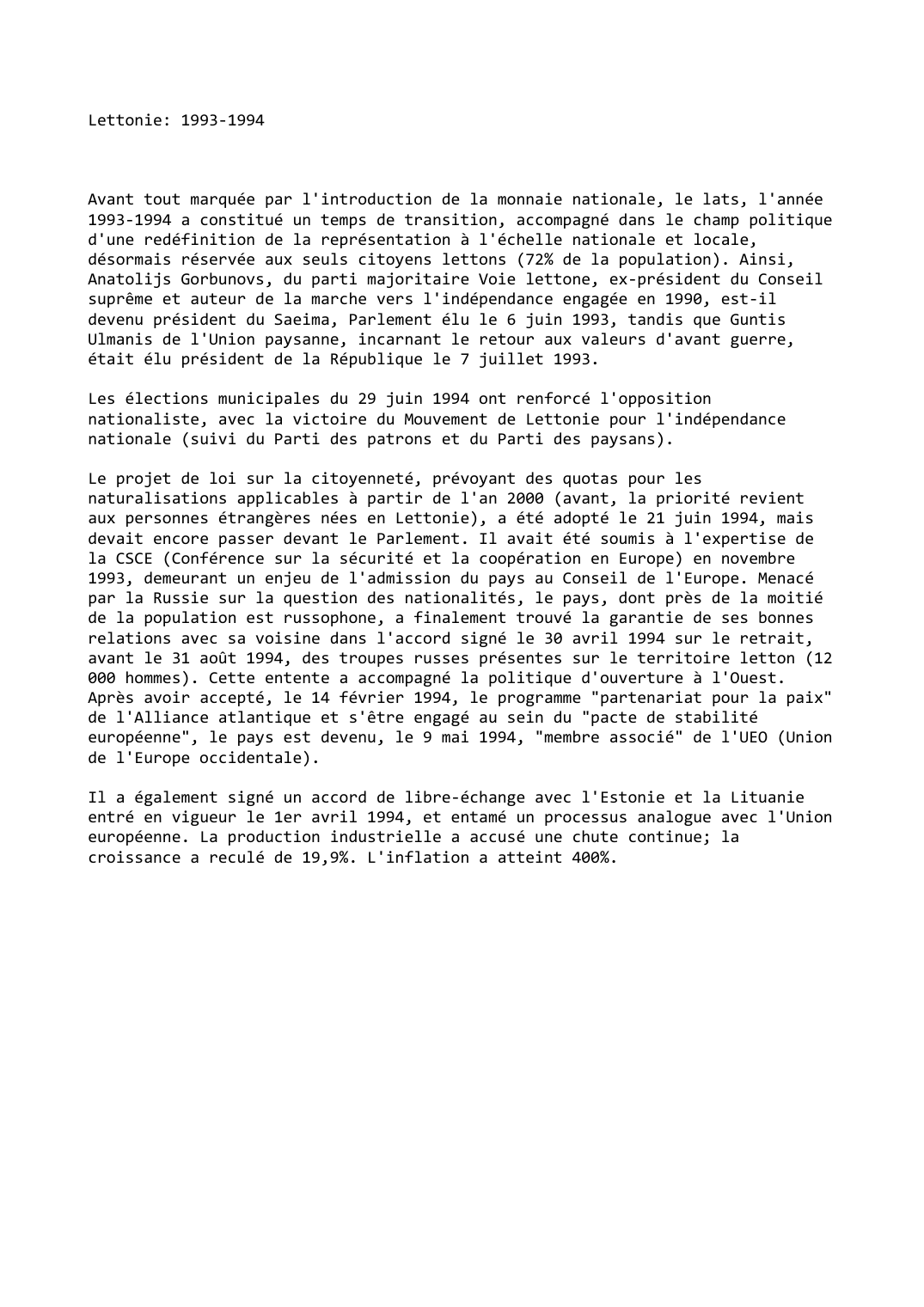 Prévisualisation du document Lettonie: 1993-1994