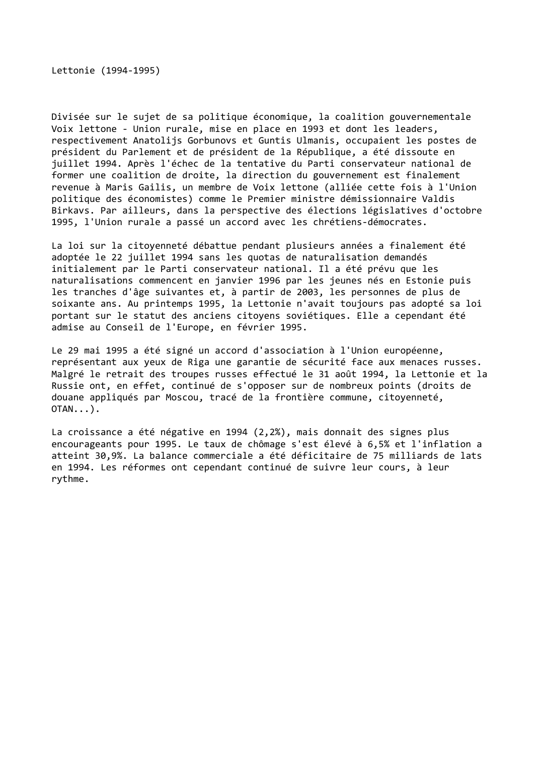 Prévisualisation du document Lettonie (1994-1995)