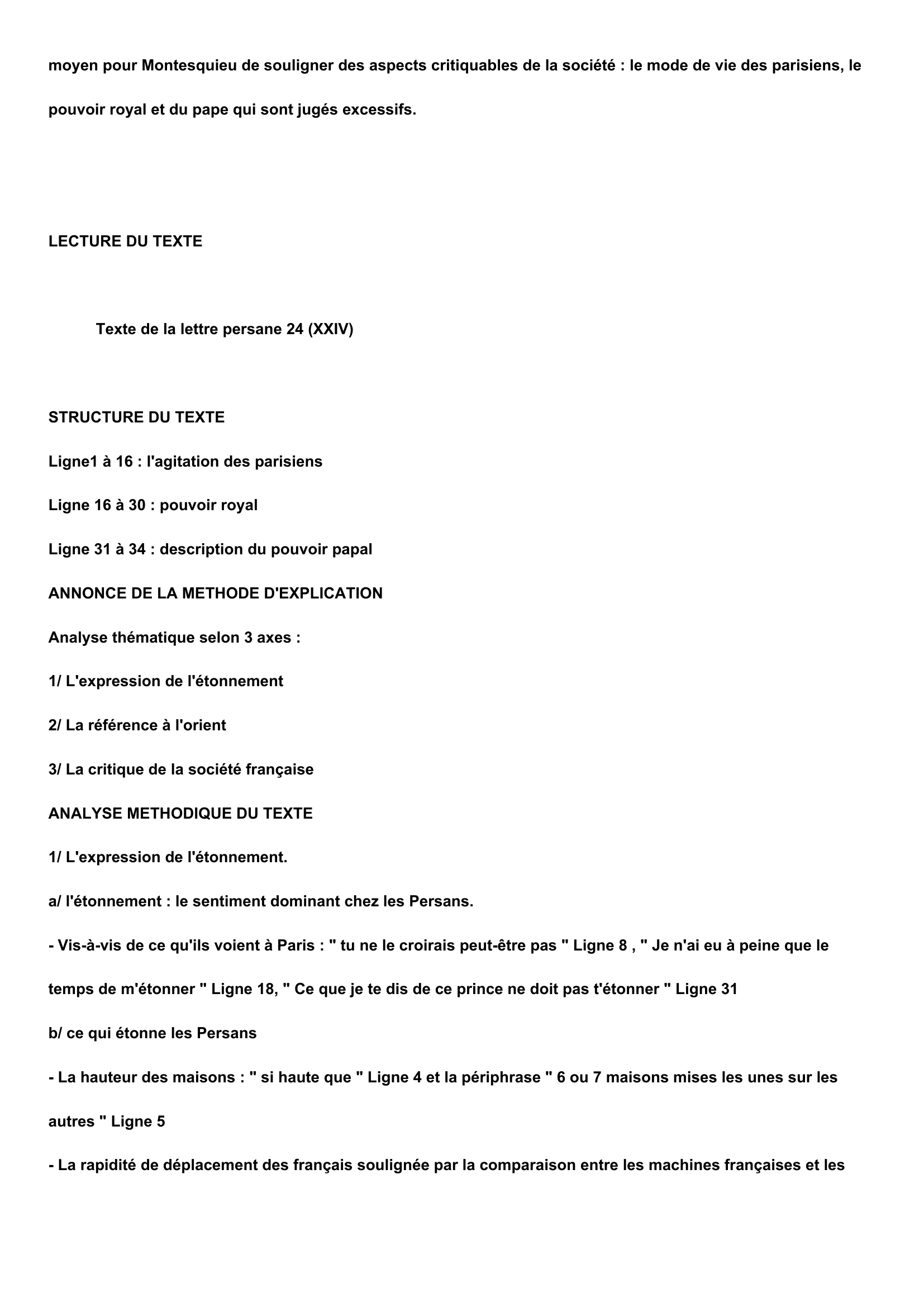 Prévisualisation du document Lettre 24 Lettres persanes lecture analytique