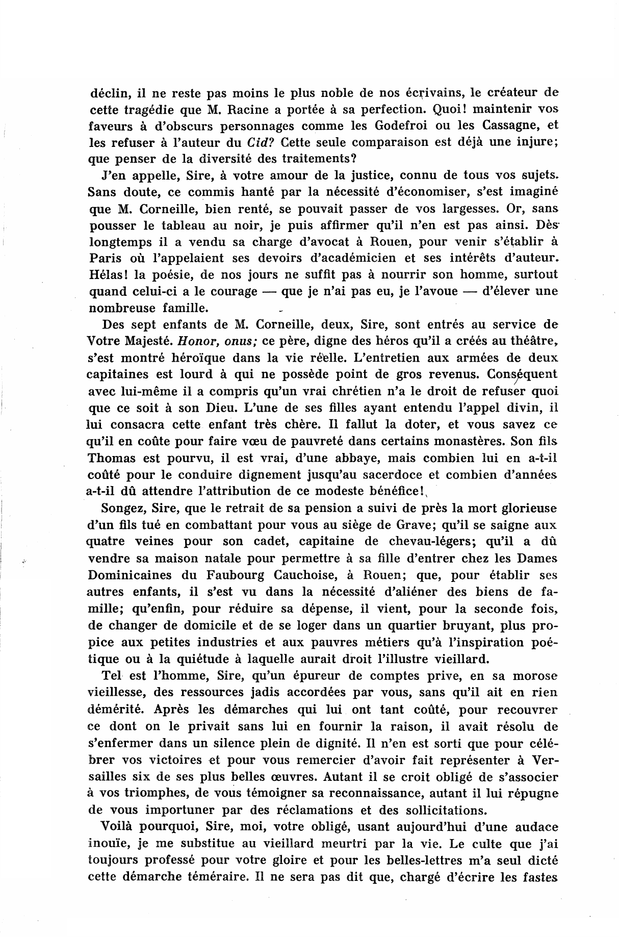 Prévisualisation du document Lettre de Boileau à Louis XIV, offrant d'abandonner sa pension en faveur de Corneille vieilli et malheureux