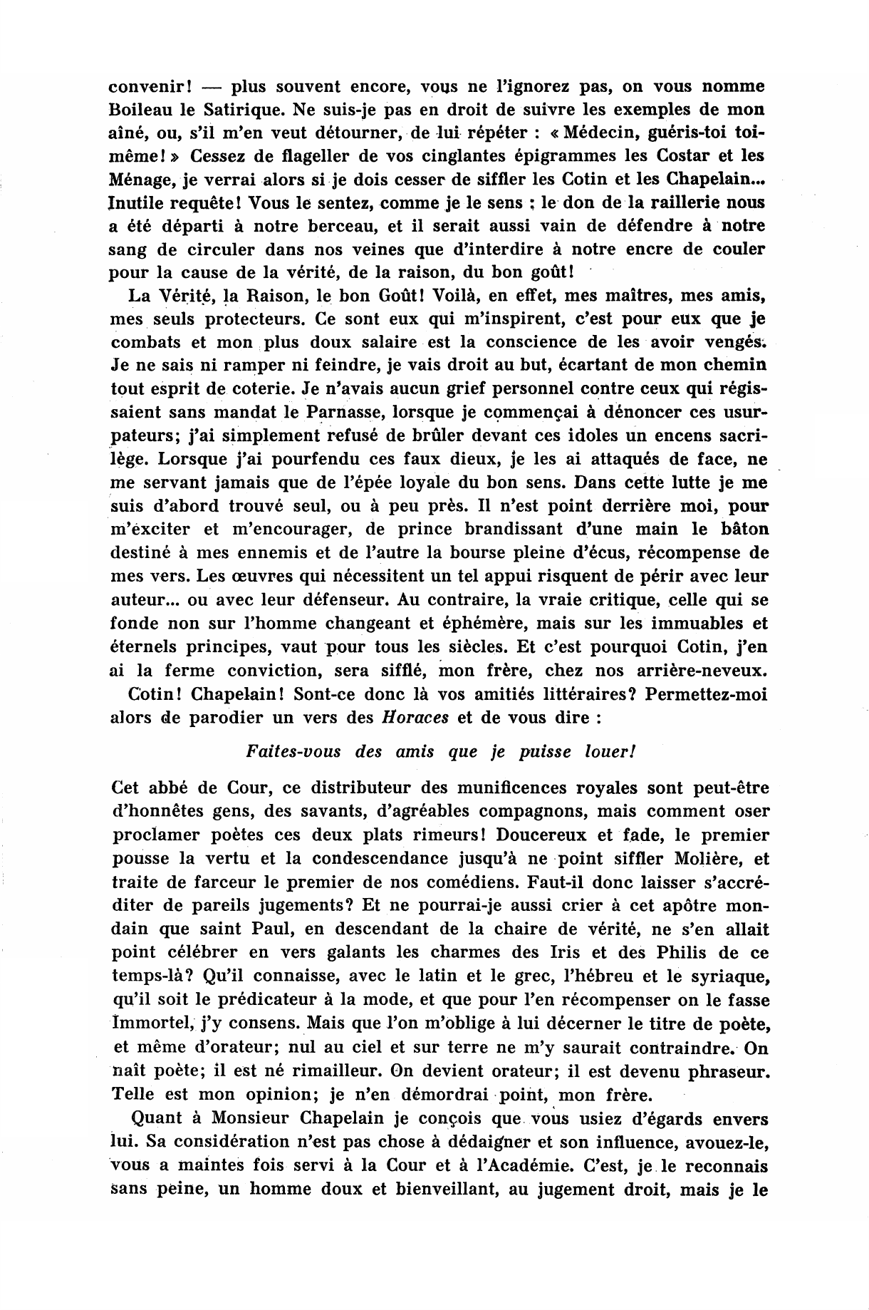Prévisualisation du document Lettre de Boileau à son frère Gilles qui, après avoir pris parti pour les victimes de Despréaux, lui a conseillé d'abandonner la satire.