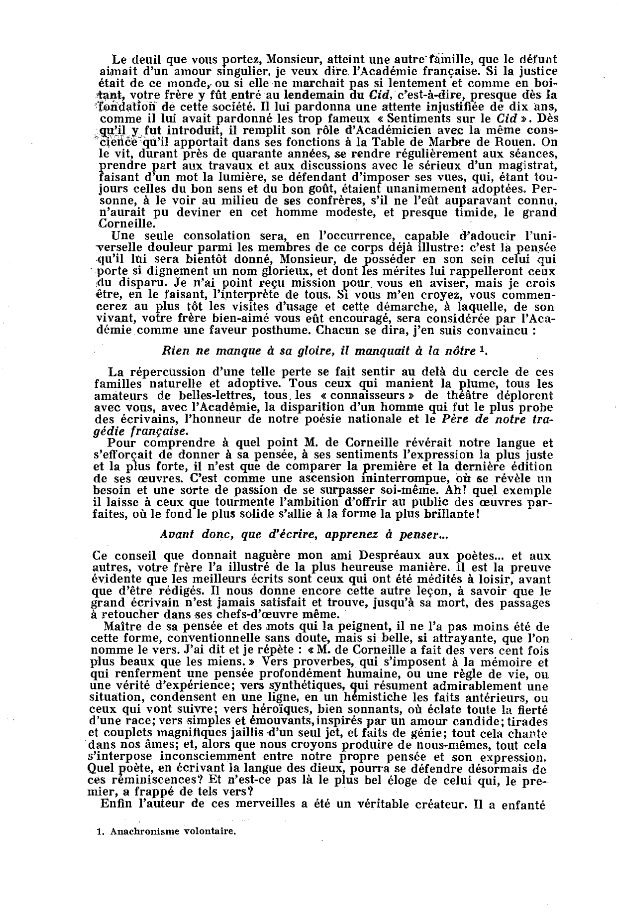 Prévisualisation du document Lettre de Jean Racine à Thomas Corneille, à la mort de Pierre Corneille
