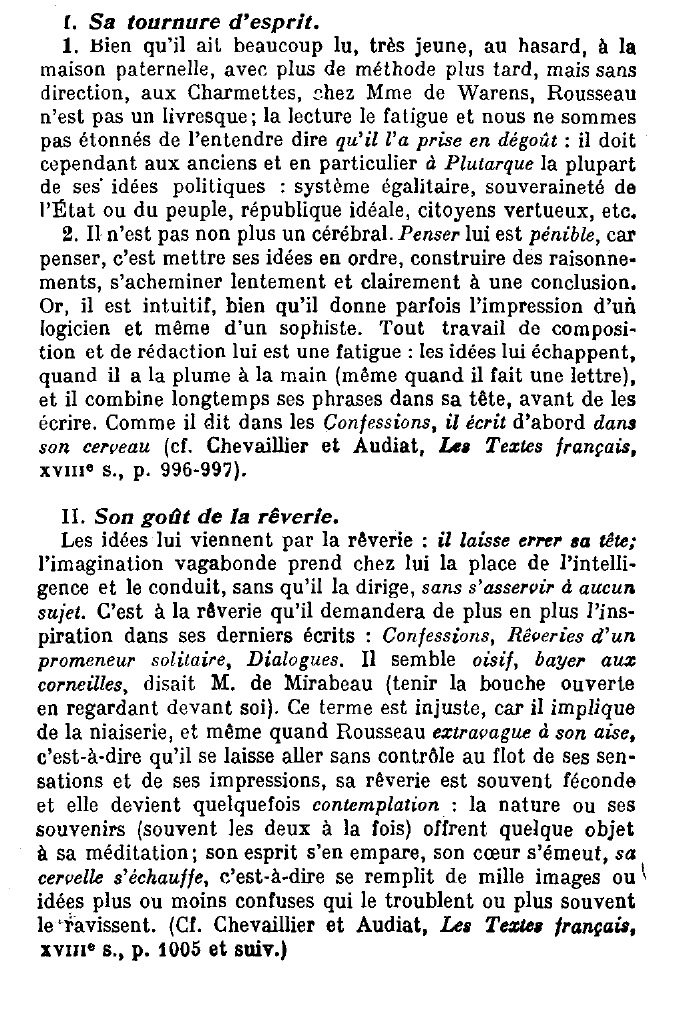 Prévisualisation du document Lettre de Rousseau à M. le marquis de Mirabeau, 31 janvier 1767: commentaire