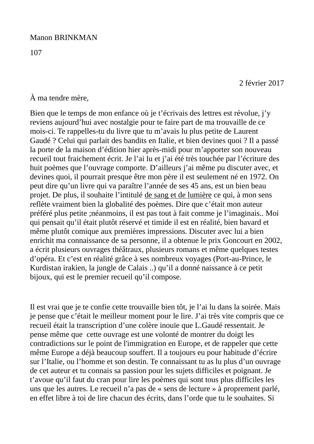 Prévisualisation du document Lettre: de sang et de lumière -  L. Gaudé