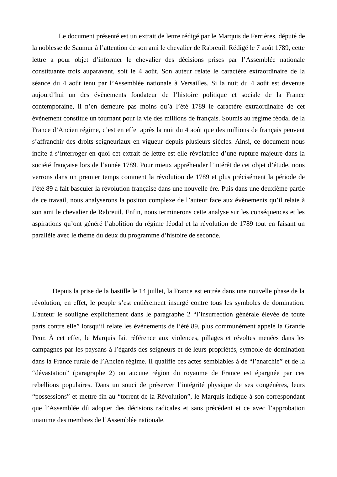 Prévisualisation du document Lettre rédigé par le Marquis de Ferrières, député de la noblesse de Saumur à l’attention de son ami le chevalier de Rabreuil