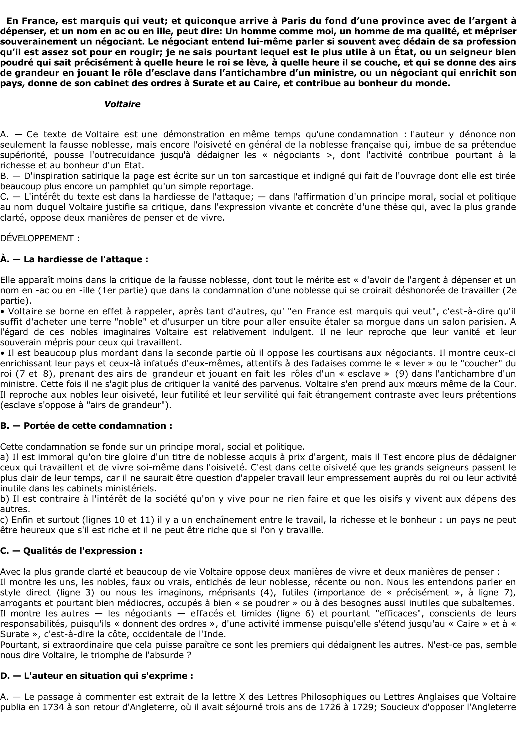 Prévisualisation du document Lettre X sur le commerce de Voltaire