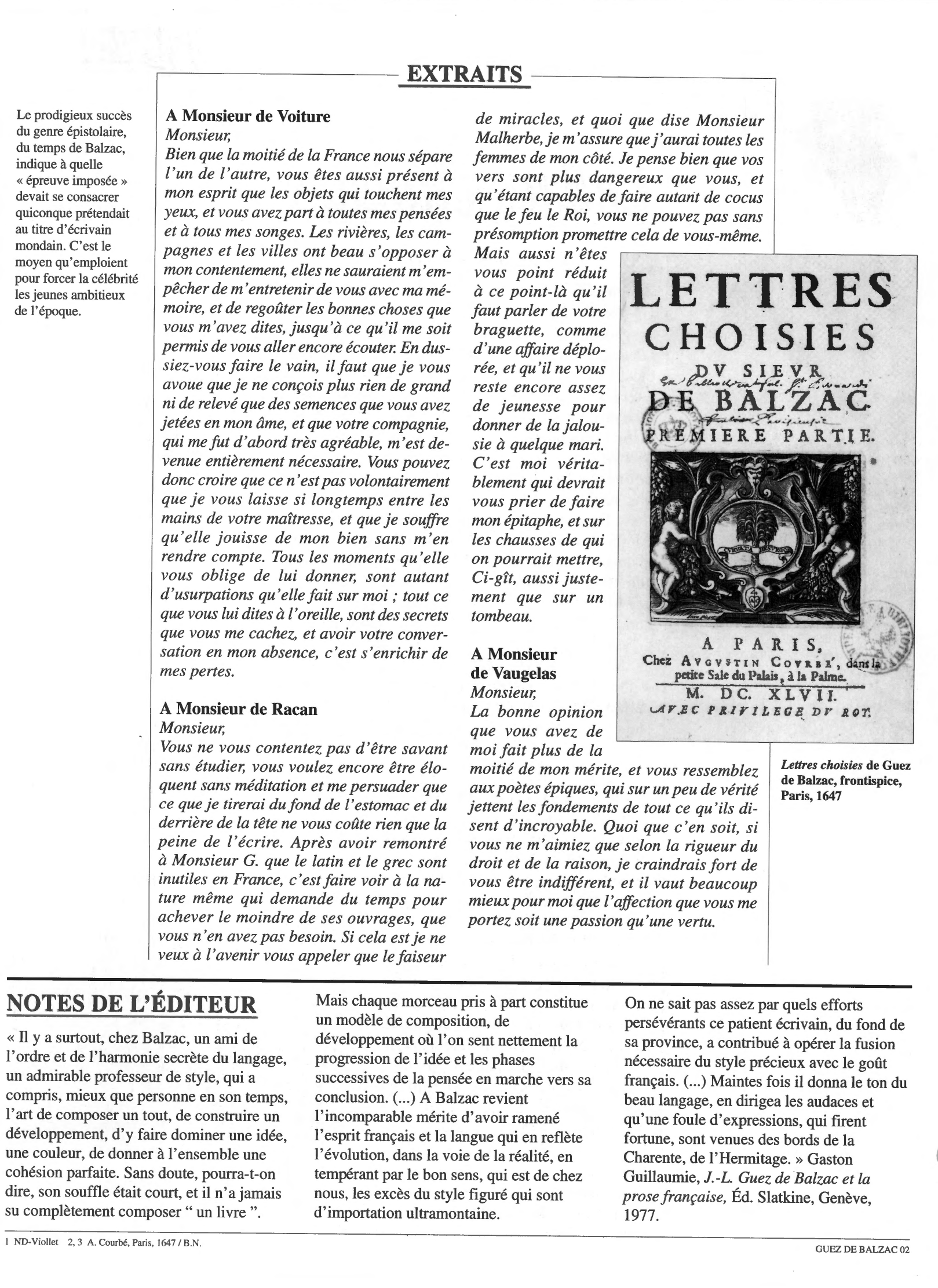 Prévisualisation du document Lettres choisies de Balzac