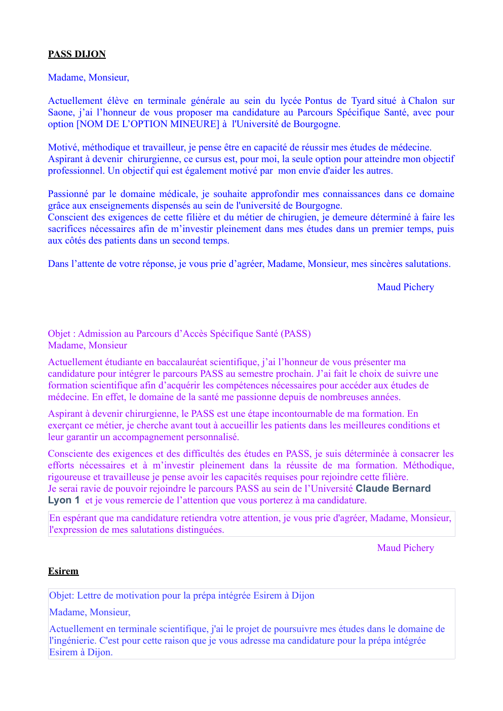 Prévisualisation du document lettres de motivation pour ParcourSup (écoles d'ingénieurs)