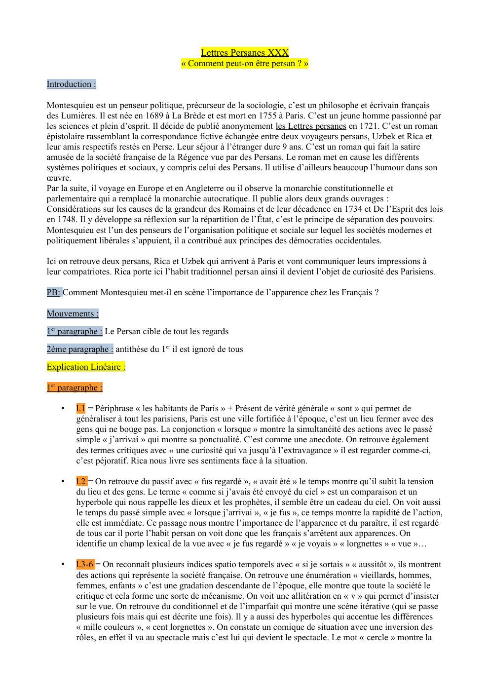 Prévisualisation du document Lettres Persanes XXX  « Comment peut-on être persan ? »