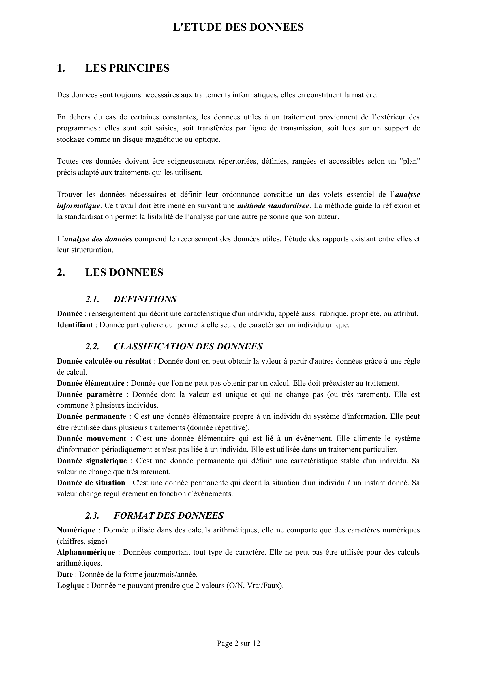 Prévisualisation du document L'ETUDE DES DONNÉES
