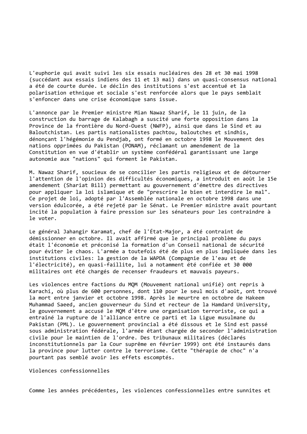 Prévisualisation du document L'euphorie qui avait suivi les six essais nucléaires des 28 et 30 mai 1998
(succédant aux essais indiens des 11...