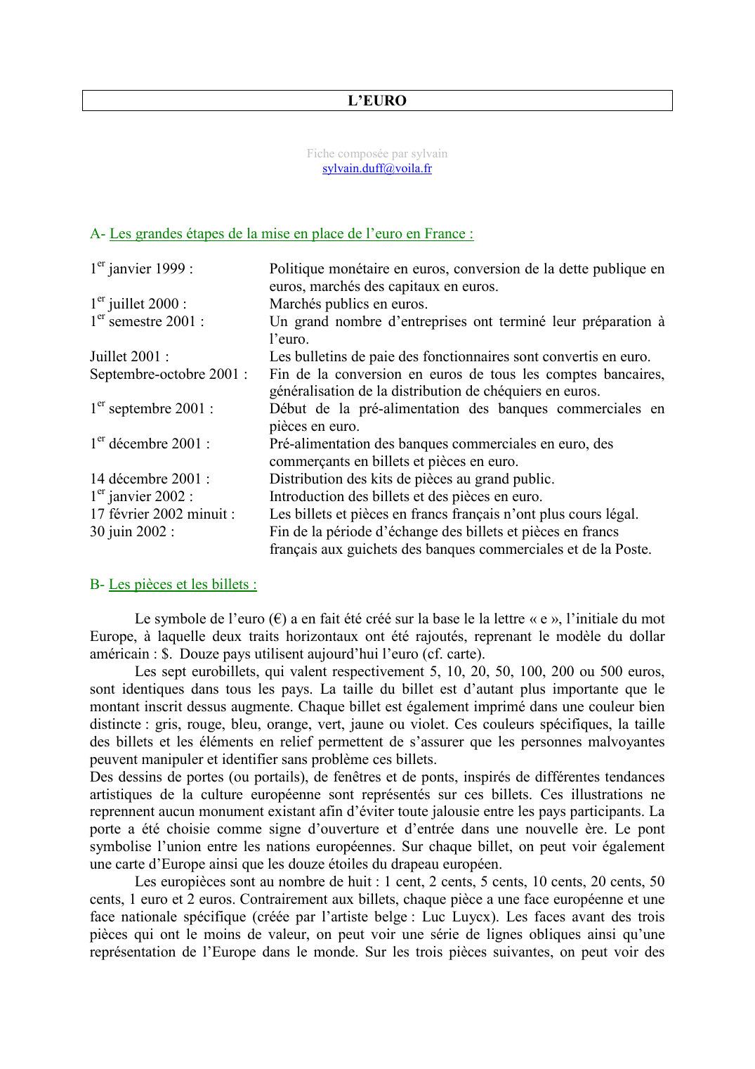 Prévisualisation du document L'EUROFiche composée par sylvainsylvain.