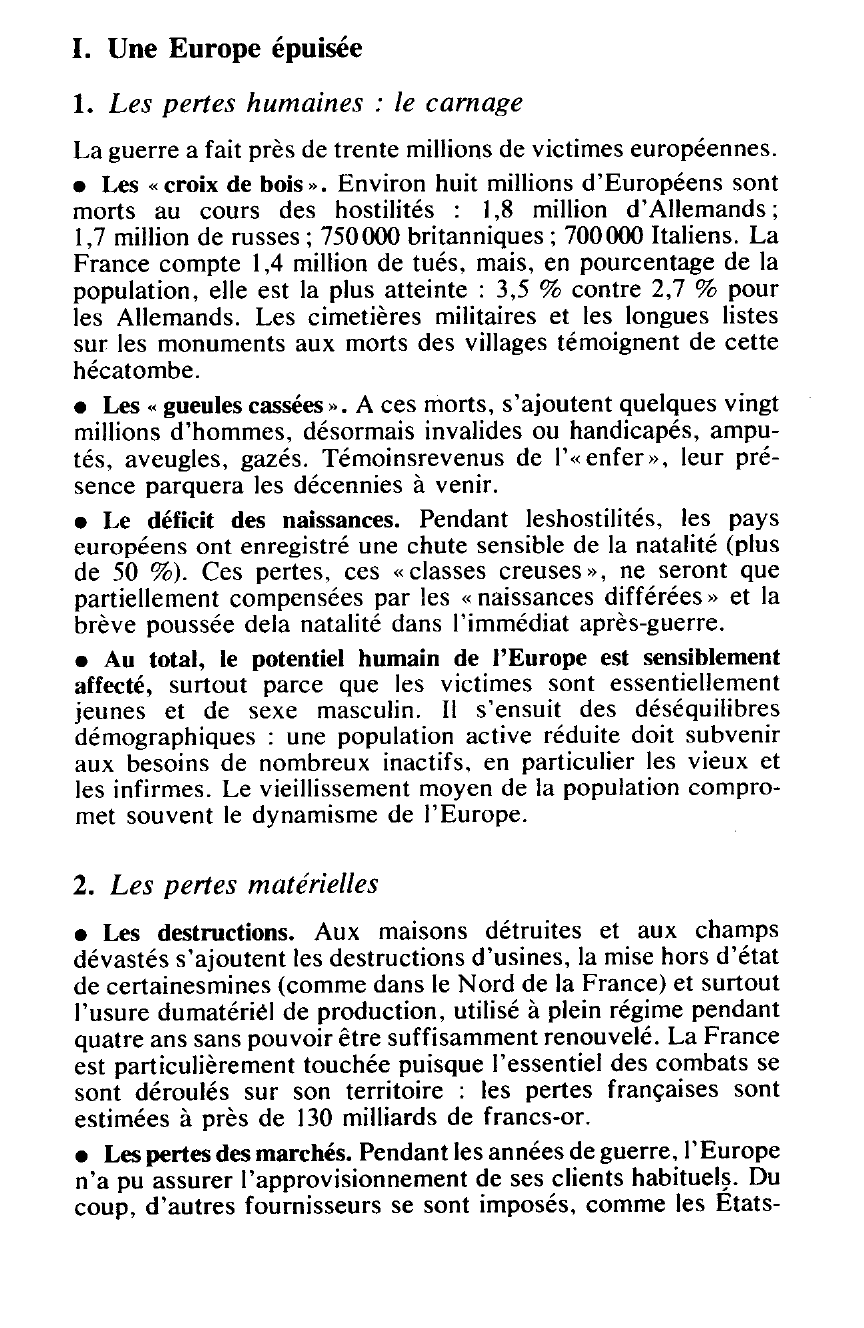 Prévisualisation du document L'Europe au lendemain des traités de paix de 1919-1920. L’EUROPE DE L’APRÈS-GUERRE