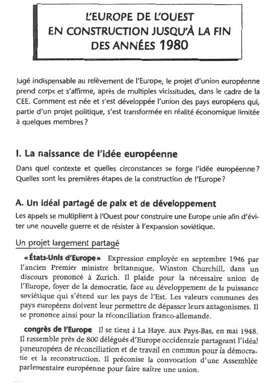 Prévisualisation du document L'EUROPE DE L'OUEST EN CONSTRUCTION JUSQU'A LA FIN DES ANNÉES 1980